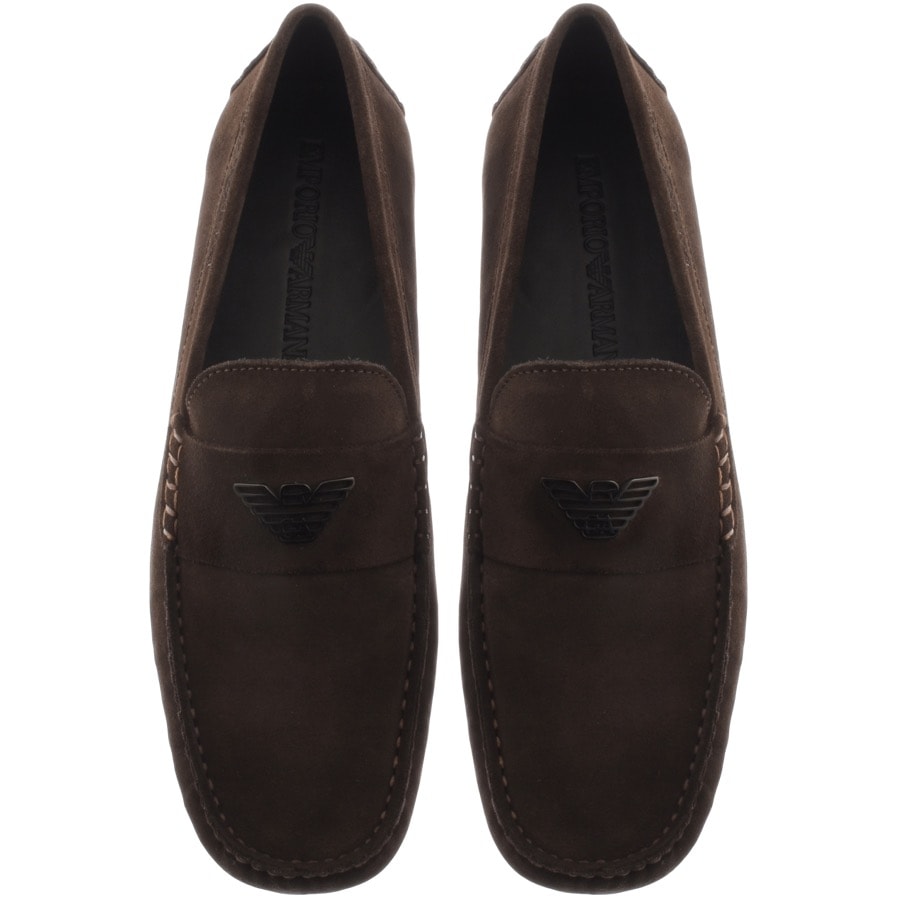 Alternative Image for ProductEmporio Armani Suede Driver Shoes Brown3